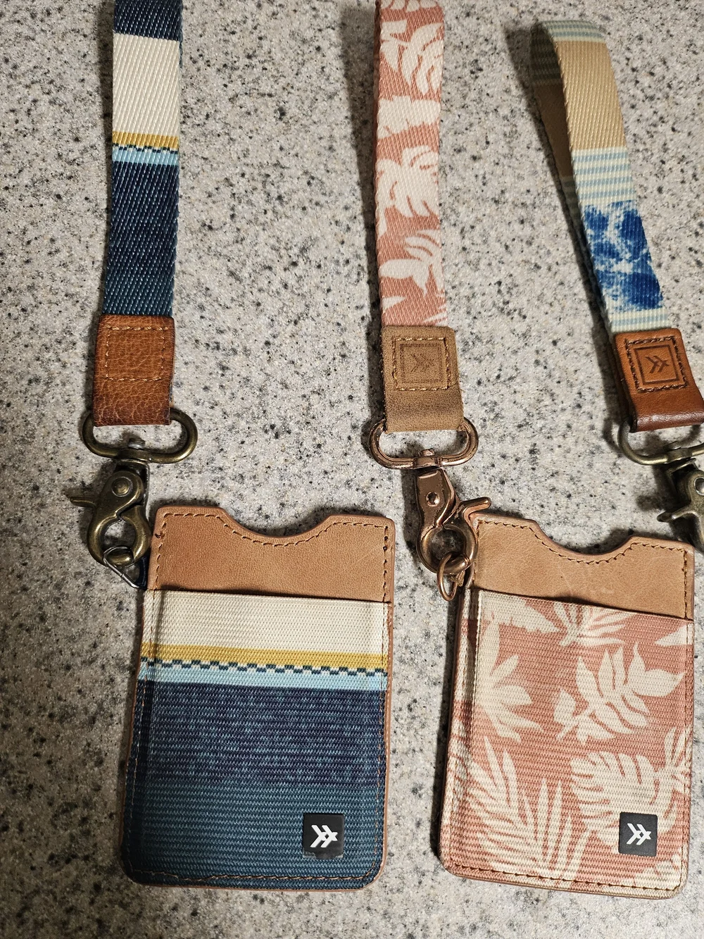 Thread Wallets Patterned Card Lanyard Wallets in Blue, Coral, Tan & Leopard